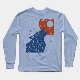 Wolf howl at donut moon Long Sleeve T-Shirt